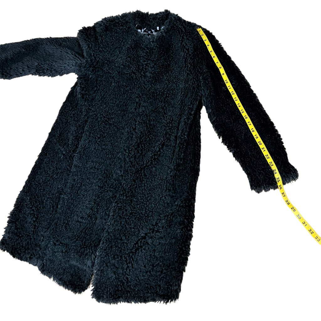 Dawn Levy Black Tabitha Faux Fur Coat, Detachable Hood/Scarf/Hand Warmer, Size M — image 6 of 8